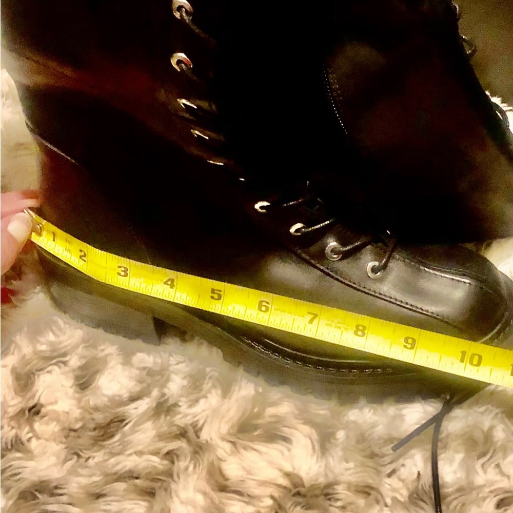 NWOT Zara Thigh High Genuine Leather Lace Up Boots Lug Sole. - Picture 15 of 16